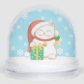 赤帽子の白いクリスマスキャットカスタムペット写真 (正面)