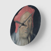 赤帽子の髭のある男のポートレート, 1520 (油 ラウンド壁時計 (傾斜)