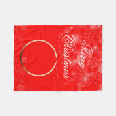 赤帽子付き子猫 フリースブランケット (正面(横))