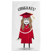 赤帽・卒業証書を持つスティックガール スモールペーパーバッグ (正面)