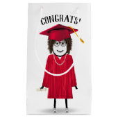 赤帽・卒業証書を持つスティックガール スモールペーパーバッグ (正面)