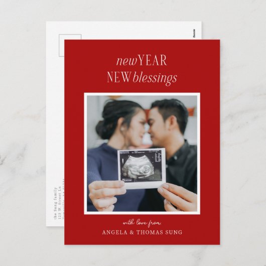 赤年新恵み妊娠の発表 シーズンポストカード (正面/裏面)