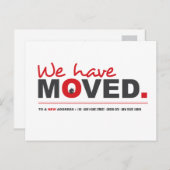 赤引越し案内葉書を引越した 案内ポストカード (正面/裏面)