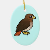 赤後につかれたタカ セラミックオーナメント (裏面)