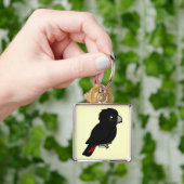 赤後につかれた黒いオウム キーホルダー (手)