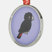 赤後につかれた黒いオウム メタルオーナメント (左)
