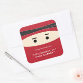 赤忍者誕生日パーティーラベル スクエアシール (封筒)