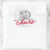 赤応援書道台本モダン写真ホリデー スクエアシール (バッグ)