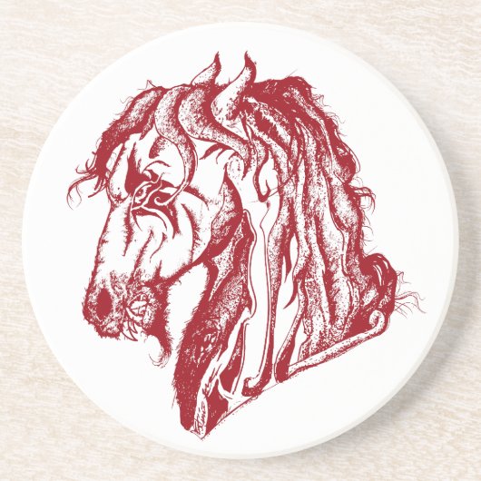 赤怒い毛の悪魔の馬 コースター (正面)