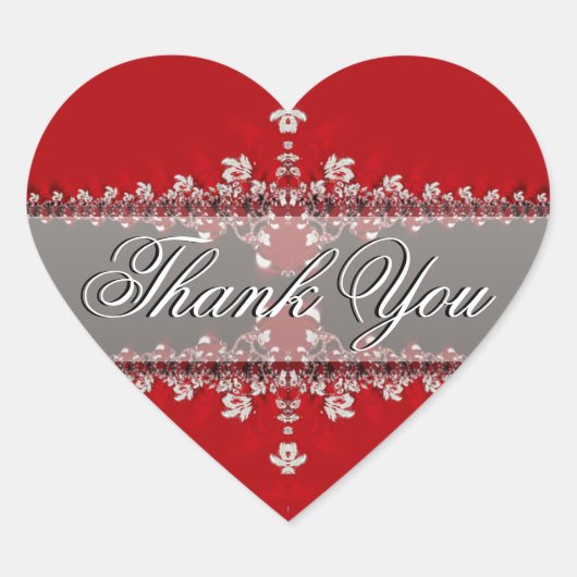 赤恋ハートありがとうステッカー ハートシール (正面)