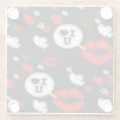 赤恋ハートと唇 ガラスコースター (裏面)