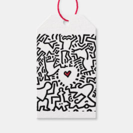 赤恋ハートドードル落書きギフトラベル ギフトタグ