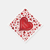 赤恋ハートパターンバレンタイン名パーティー スタンダードカクテルナプキン (角)