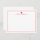 赤恋ハート パーソナライズされた ノートカード (正面/裏面)