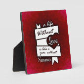 赤感動的い背景の恋の引用文 フォトプラーク (正面)