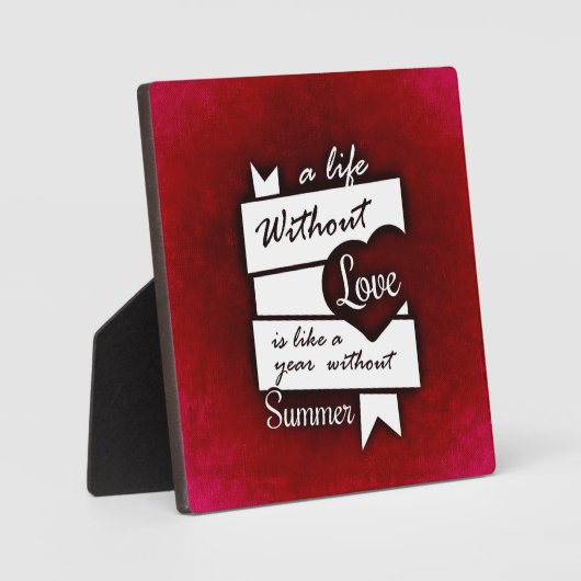 赤感動的い背景の恋の引用文 フォトプラーク (正面)