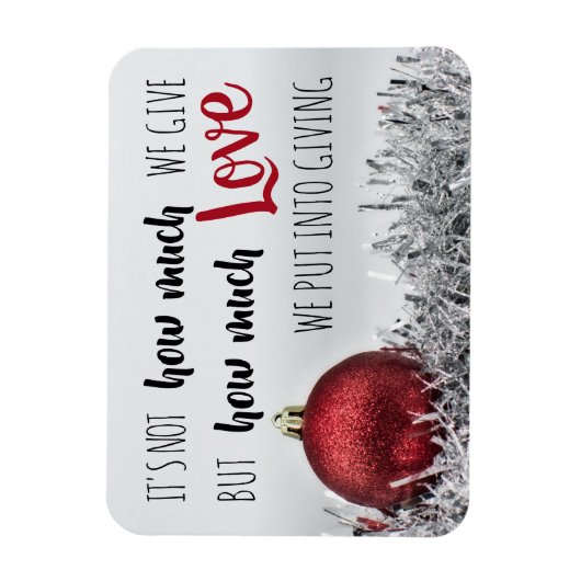 赤感動的引用文付きクリスマスオーナメント マグネット (縦)