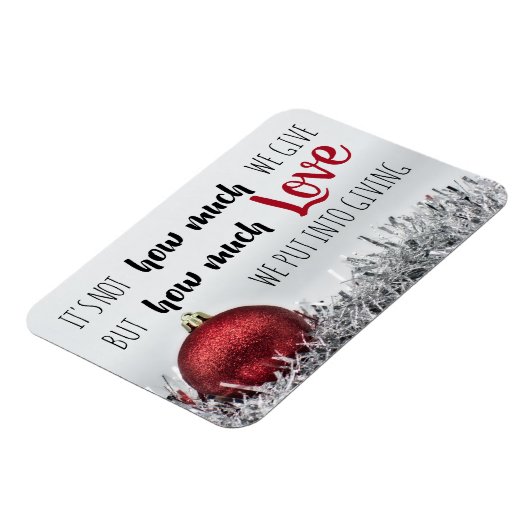 赤感動的引用文付きクリスマスオーナメント マグネット (左側)