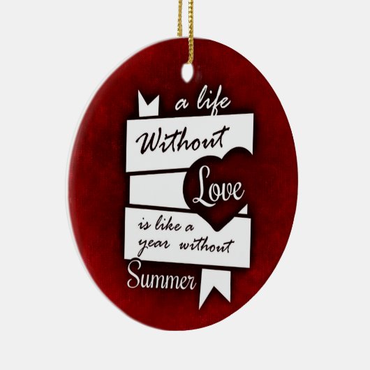 赤感動的背景の愛の引用文 セラミックオーナメント (右)