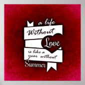 赤感動的背景の愛の引用文 ポスター (正面)