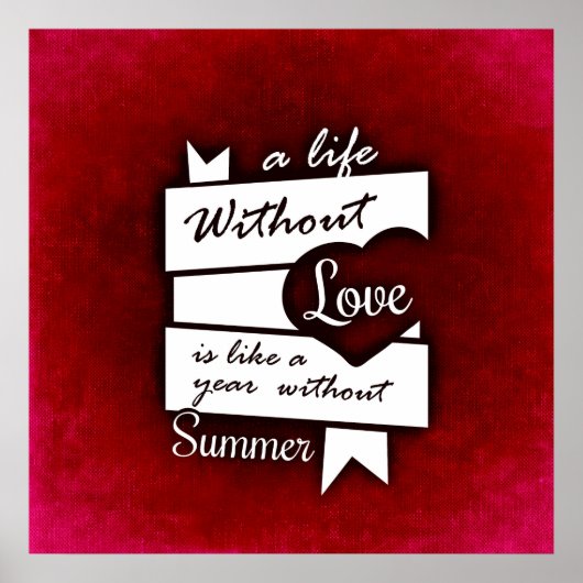 赤感動的背景の愛の引用文 ポスター (正面)