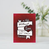 赤感動的背景の愛の引用文 ポストカード (スタンド正面)