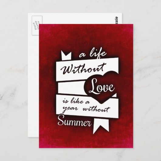 赤感動的背景の愛の引用文 ポストカード (正面/裏面)