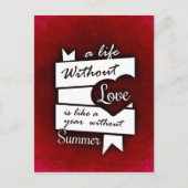 赤感動的背景の愛の引用文 ポストカード (正面)