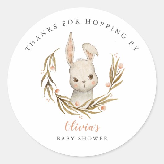 赤感謝していちゃんのシャワーでホッピングするバニー ラウンドシール (正面)