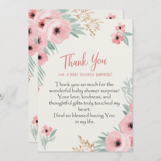 赤感謝していちゃんのシャワー驚きの短いメッセージ 招待状 (正面/裏面)