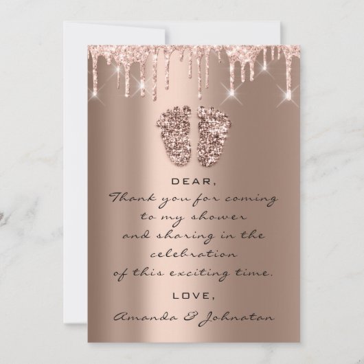 赤感謝していちゃんシャワー足グリッターバラドリップボーイガール 招待状 (正面)