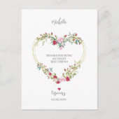 赤感謝してい最高のとピンクの友だちのフローラハート ポストカード (正面)