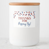 赤感謝してい青の紙吹雪が飛び出す フードラベル (正面)