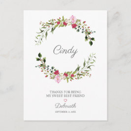 赤感謝してい&ピンクのYour Bestfriendsフローラリース ポストカード