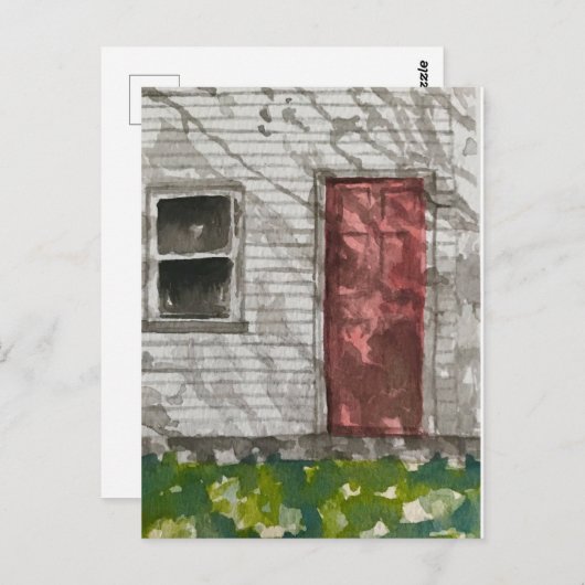 赤扉ホワイトハウス水彩絵はが絵を描き ポストカード (正面/裏面)