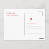 赤手で描いたハートのバレンタインデーフォトカード ポストカード (裏面)