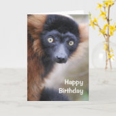 赤手付きLemurグリーティングカード カード (黄色い花)