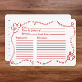 赤手引きブライダルシャワーイタリアンレシピカード ノートカード