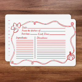 赤手引きブライダルシャワーイタリアンレシピカード ノートカード