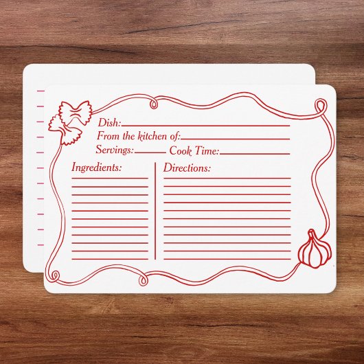 赤手引きブライダルシャワーイタリアンレシピカード ノートカード
