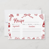 赤手引きブライダルシャワーイタリアンレシピカード 招待状 (正面)