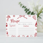 赤手引きブライダルシャワーイタリアンレシピカード 招待状 (スタンド正面)