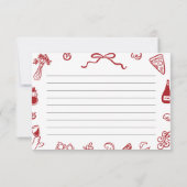 赤手引きブライダルシャワーイタリアンレシピカード 招待状 (裏面)