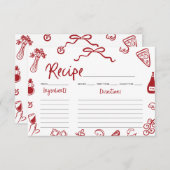 赤手引きブライダルシャワーイタリアンレシピカード 招待状 (正面/裏面)