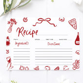 赤手引きブライダルシャワーイタリアンレシピカード 招待状