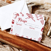 赤手引きブライダルシャワーイタリアンレシピカード 招待状