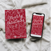 赤手引きメリークリスマスカード シーズンカード