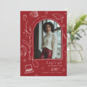 赤手引きレトロ卒業発表 案内状 (スタンド正面)