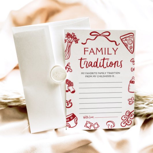 赤手引き赤ちゃんシャワー家族の伝統ゲーム 招待状