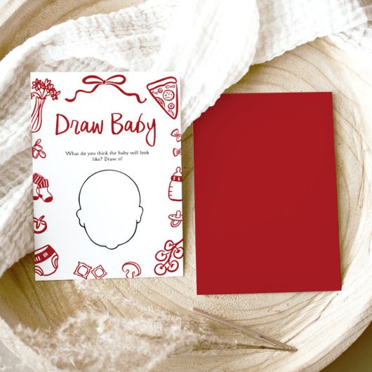 赤手引き赤イタリアンちゃんシャワー引きベビーゲーム 招待状